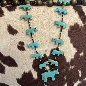 Zuni Navajo Horse Fetish Turquoise Necklace